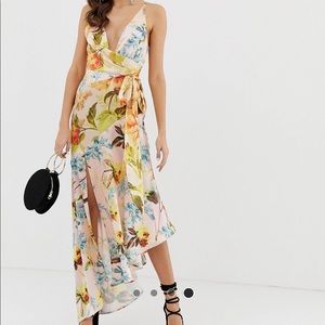 ASOS floral tie dress with slit
